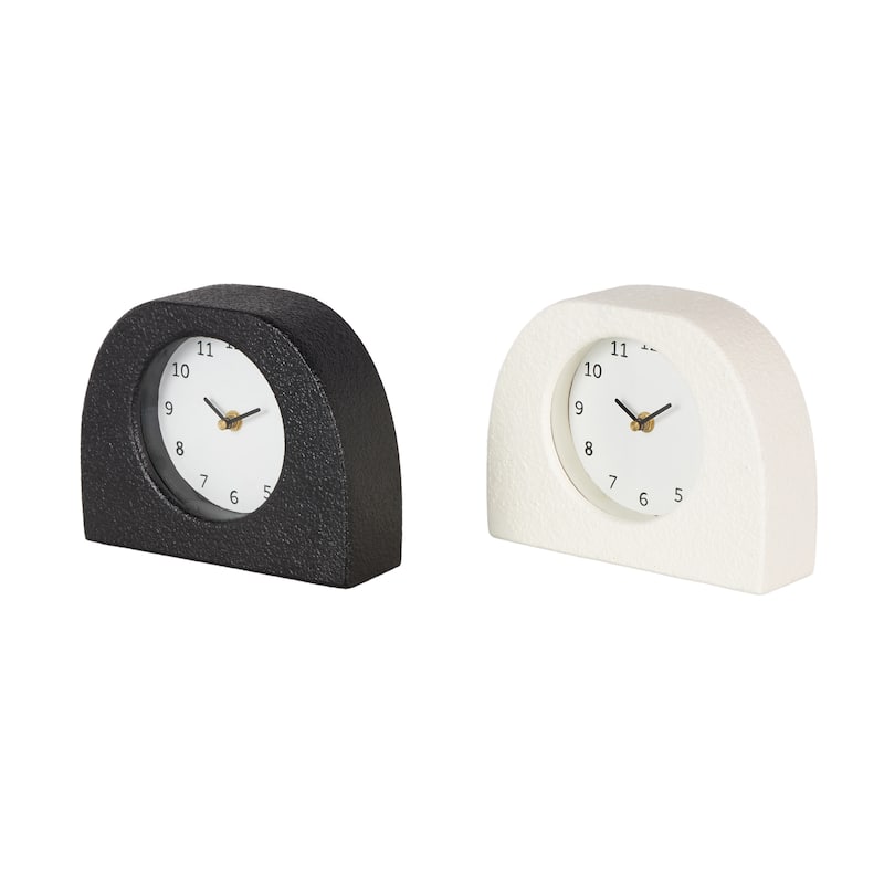 Metal Textured Clock with Gold Accents - Set of 2 Multi Colored - Roche River Decor