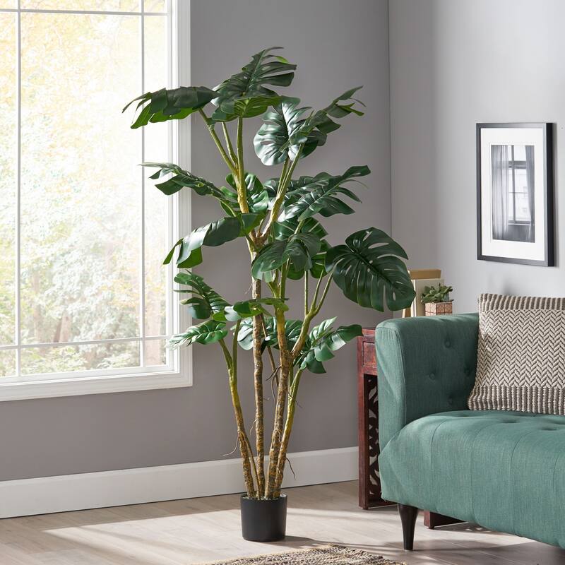 Artificial Monstera Tree 71 Inch Tall Potted Plant for Home Decor - Green - Green