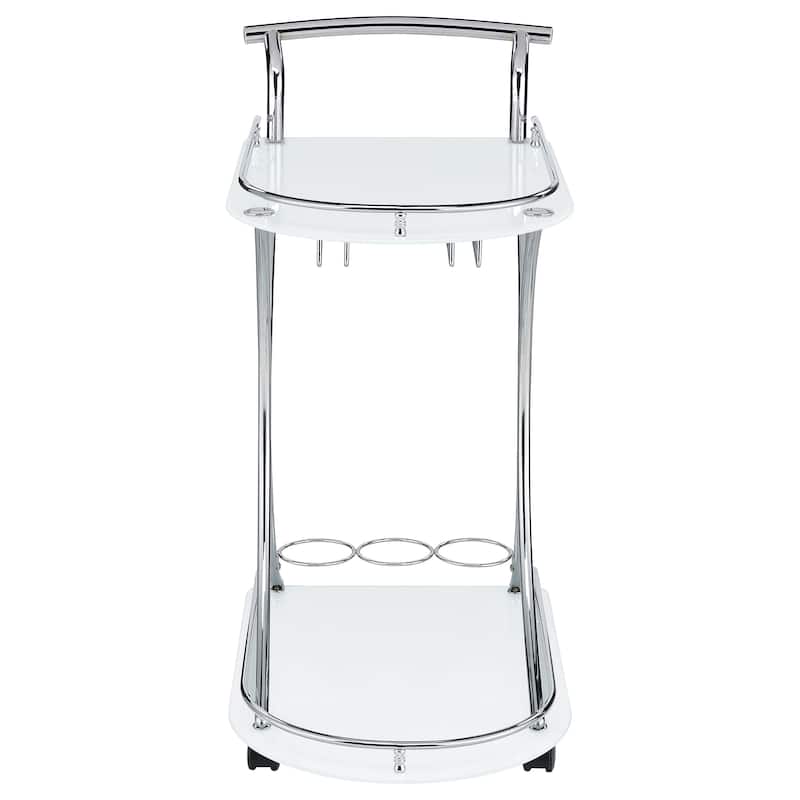 Allen and Chrome 2-Tier Glass Shelf Metal Bar Cart