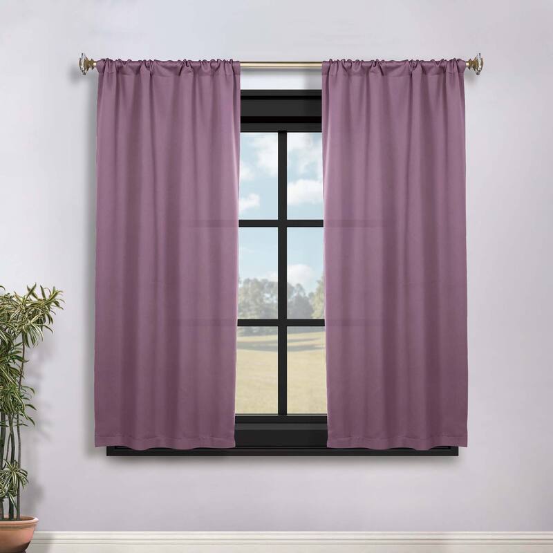 Superior Solid Machine Washable Room Darkening Semi-Blackout Curtains, Set of 2