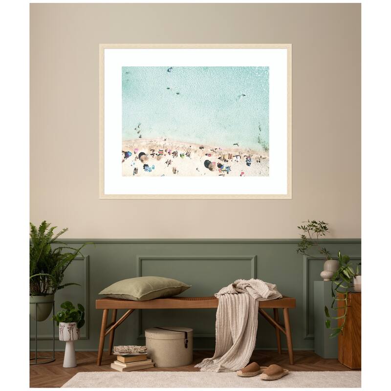 Kate and Laurel Turquoise Beach from Above No. 2 by Amy Peterson Framed Wall Art Print