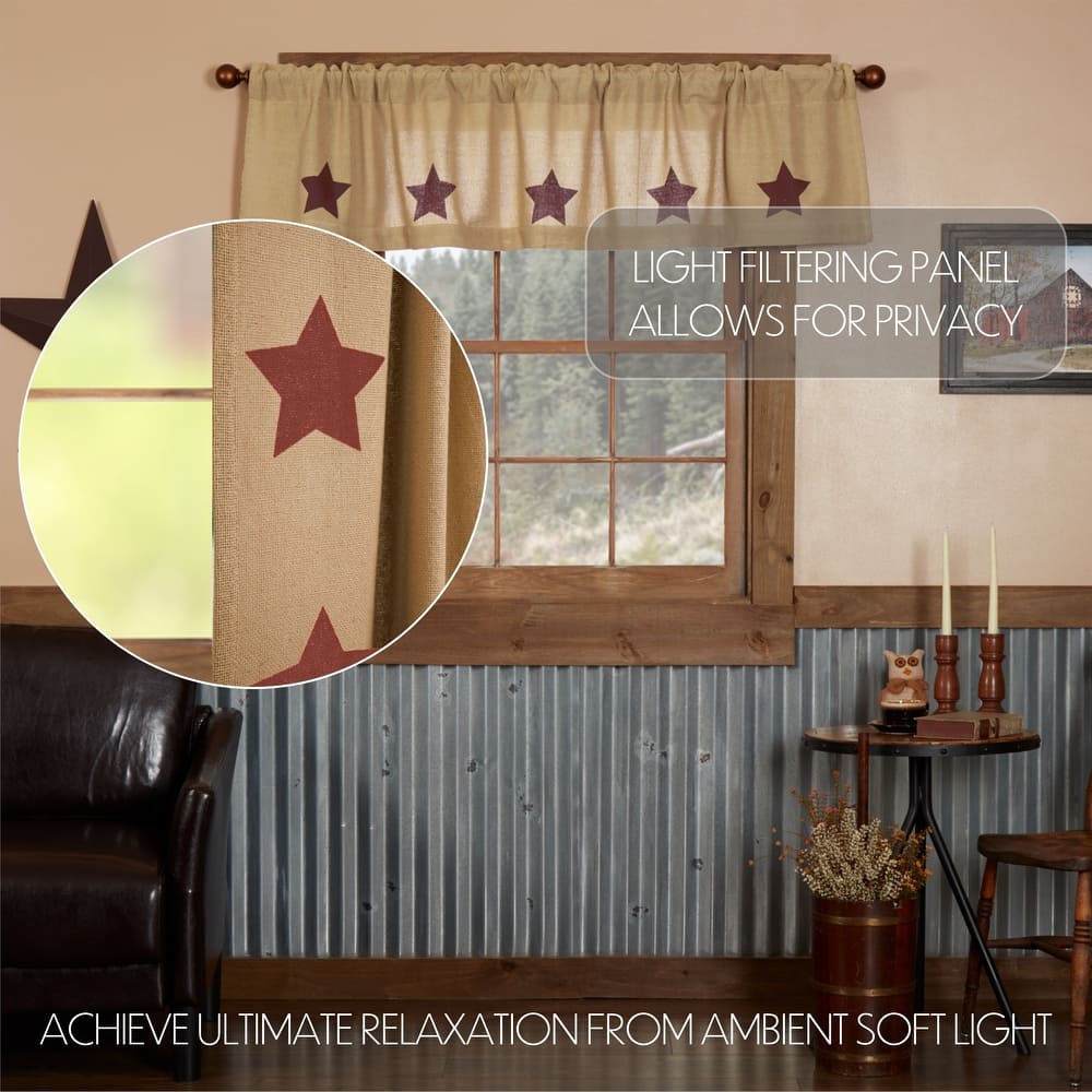 Burlap with Stencil Stars Valance