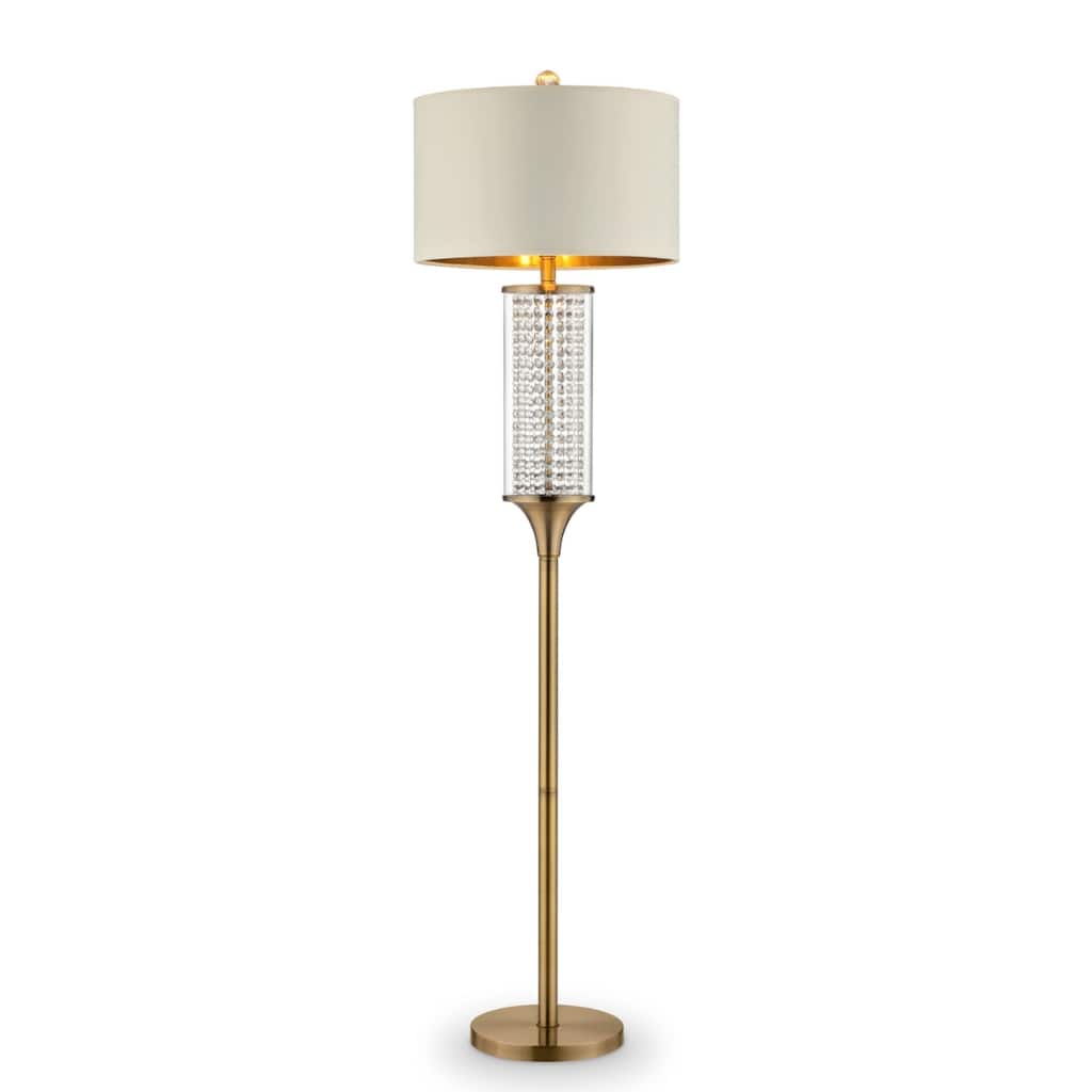 Gold Metal Column Floor Lamp with Drum Shade and Rotary Socket Switch - 17” x 17” x 62.25” (D x W x H)