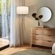 preview thumbnail 10 of 11, Brightech Jaxon 60 in. Antique Brass Tripod Super Bright LED Midcentury Modern Floor Lamp with White Fabric Drum Shade