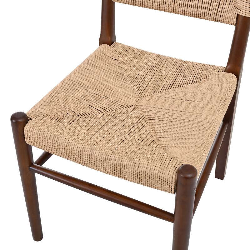 Christopher Knight Home - Modern Solid Ruberwood Dining Chair Set with Handwoven Paper Rope Seat and Back
