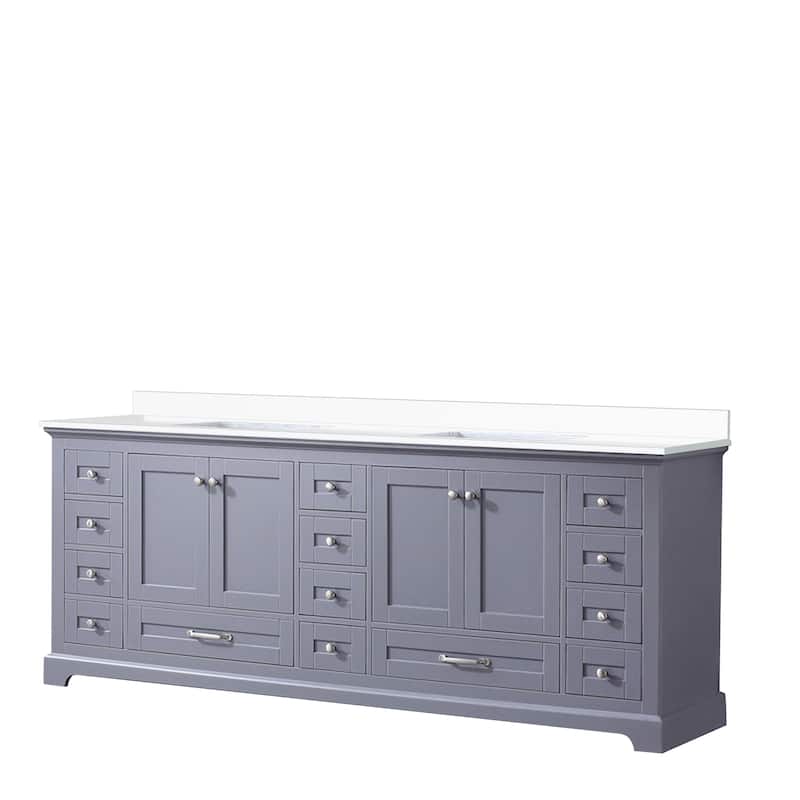 Dukes 84 in. W x 22 in. D Dark Grey Double Bath Vanity and White Quartz Top