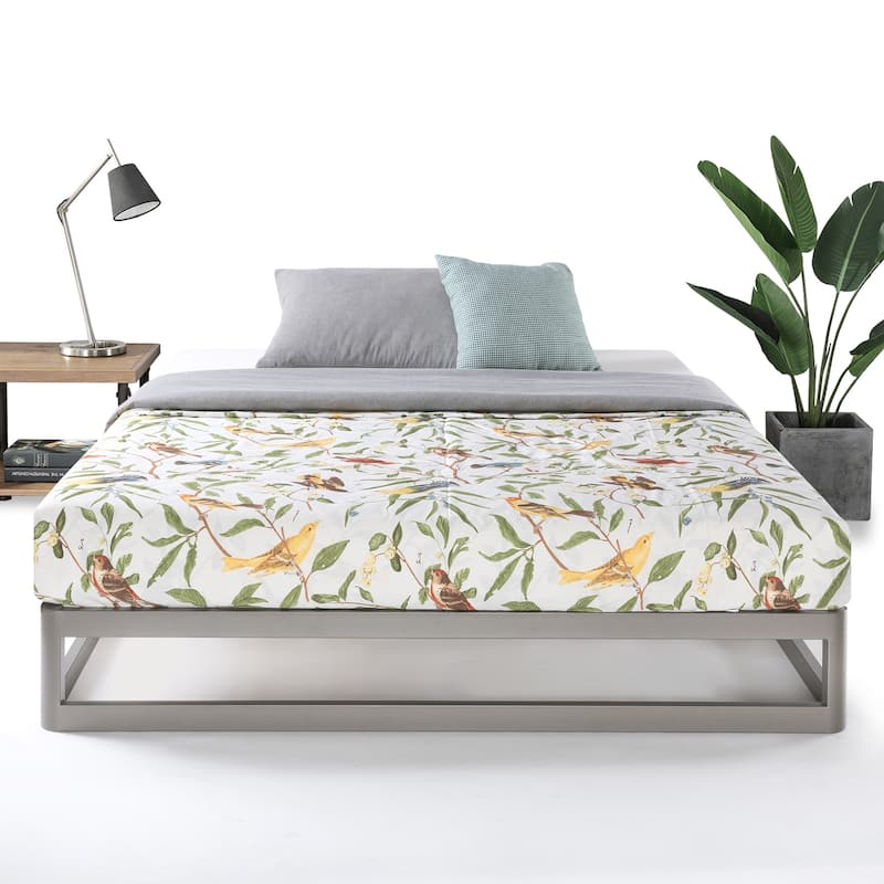 Porch & Den McCamant 9 Inch Heavy Duty Metal Platform Bed Frame - Silver - Twin