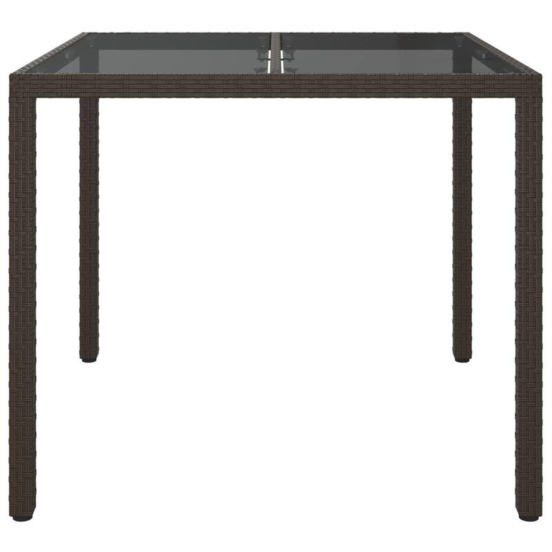 vidaXL Patio Table Tempered Glass and Poly Rattan Table 35.4"/59" Multi Colors