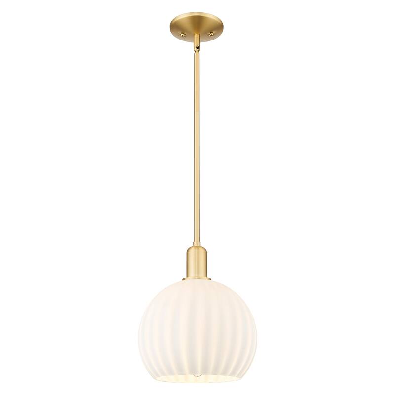 Innovations Lighting Endless Possibilities Arcadia - White Venetian - 1 Light 10" Stem Hung Mini Pendant - Satin Gold