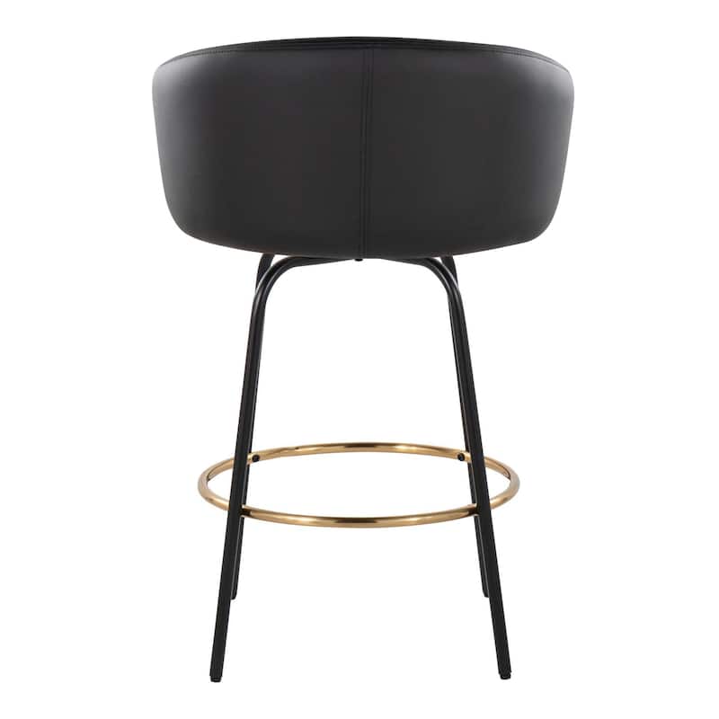Silver Orchid Battista 26" Fixed-Height Counter Stool with Black Metal Legs & Gold Footrest (Set of 2)