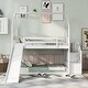 preview thumbnail 2 of 28, Modern Design Twin over Twin Bunk Bed with Convertible Slide and Storage Staircase,Wood House Bed with Roof