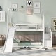 preview thumbnail 16 of 28, Twin House Bunk Bed with Convertible Slide & Storage Staircase, Grey White