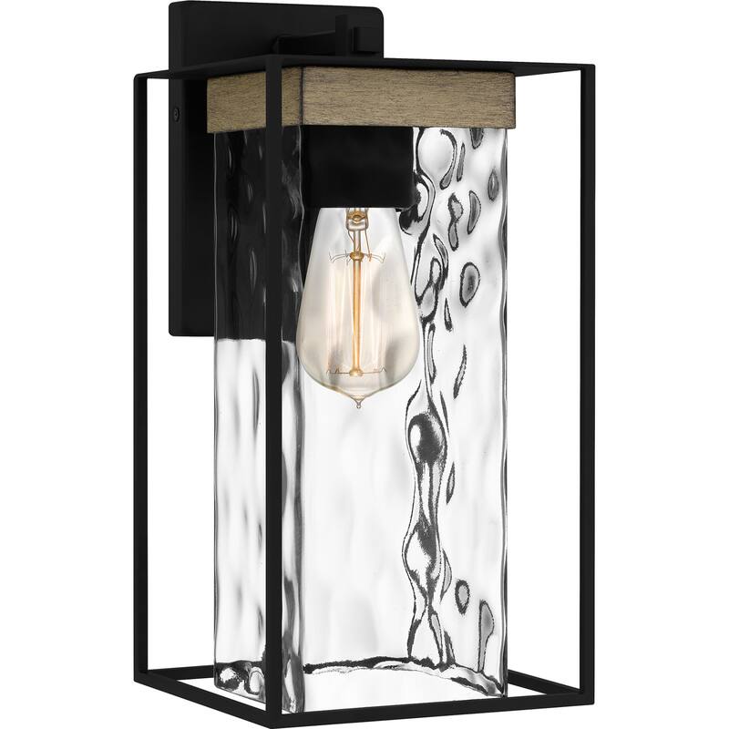 Bellevue QZWS28890 Corone 14" Tall Wall Sconce with Hammered Glass - Matte Black
