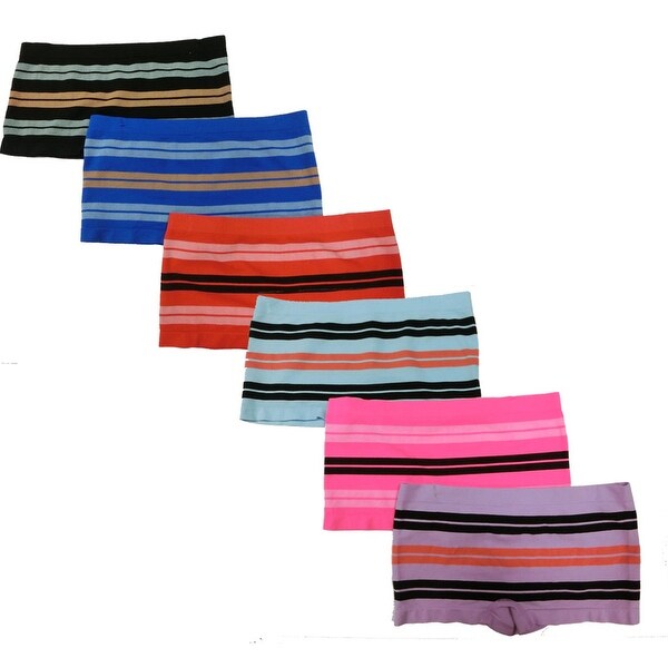 Women's 6 Pack Women Seamless Stripes Boyshorts Panties