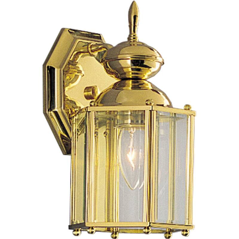 Progress Lighting Brass Guard 1 Light Outdoor Wall Sconce with Beveled