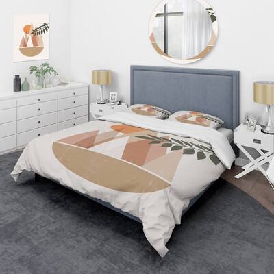 Designart 'Abstract Sun and Moon In Mountains II' Modern Duvet Cover Set