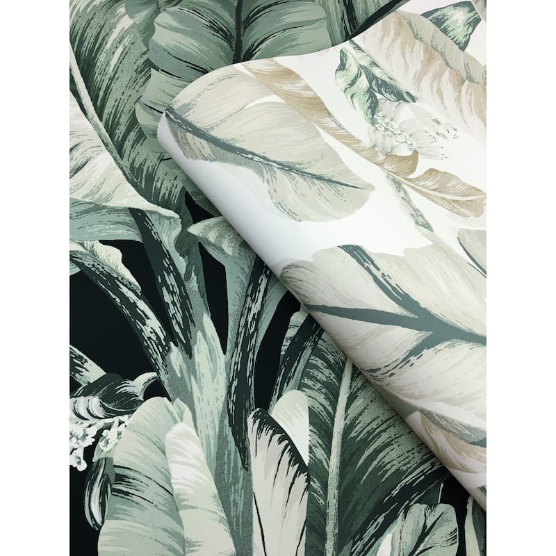 Miramar Vinyl Banana Leaf Wallpaper 27 in x 27 ft = 60.75 sq ft