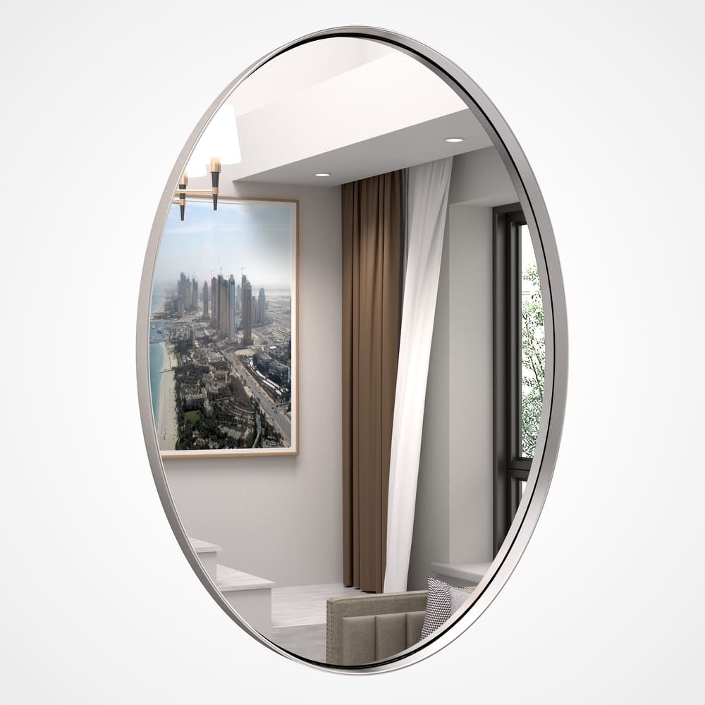 Modern Oval Metal Frame Wall Accent Mirror
