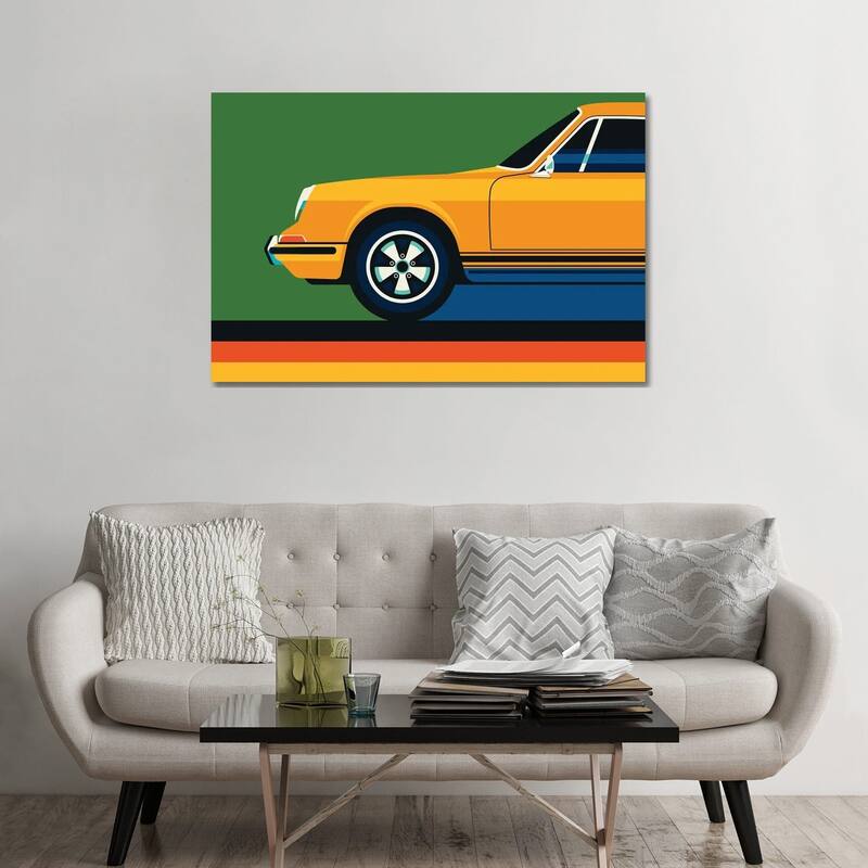 iCanvas "Orange Vintage Sports Car Side Front" by Bo Lundberg Canvas Print - 32x48x1.5