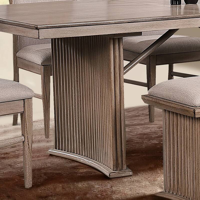 Furniture of America Barbesh Modern Natural Ash Solid Wood 7-Piece Dining Table Set