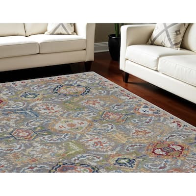 Power Loomed Distressed Floral Traditional Non Skid Area Rug - 90' X '63' X '0.5
