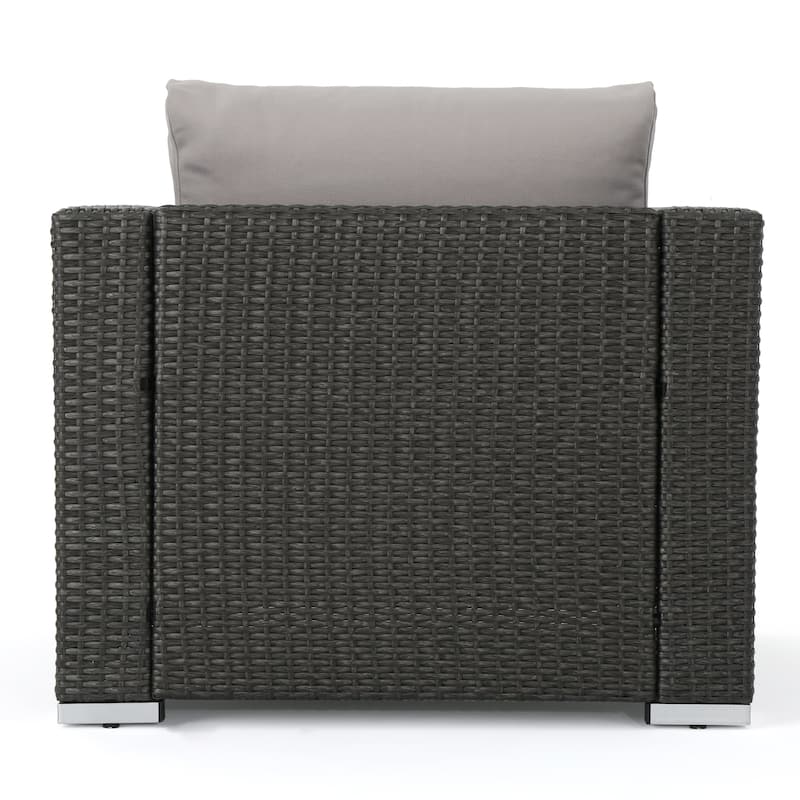 Roomfitters Contemporary Outdoor Wicker Lounge Arm Chair with Cushions for Stylish Patio Seating, Comfortable Garden Furniture