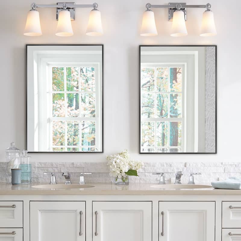 Modern Thin Frame Wall-mounted Vanity Mirror (Set Of 2） - 39*30