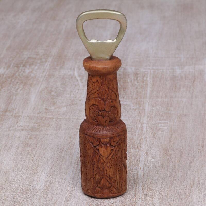 Handmade Refreshment Vine Wood Bottle Opener (Indonesia) - 6.75" H x 1.7" Diam.