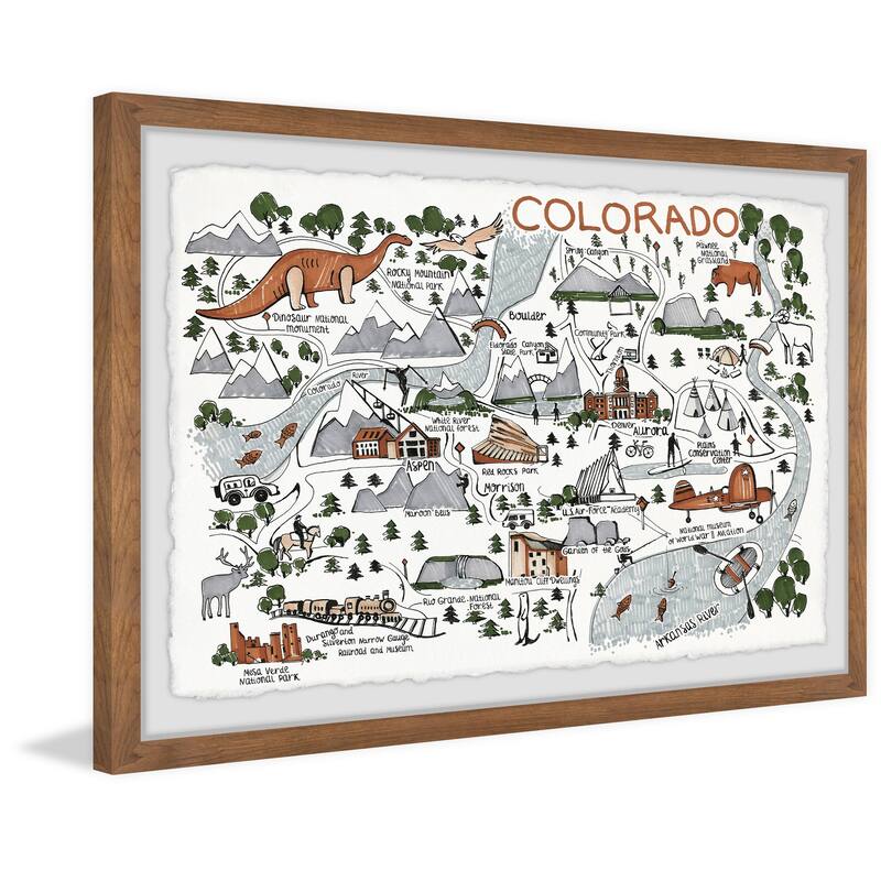 'Colorado Map Destinations IV' Framed Painting Print