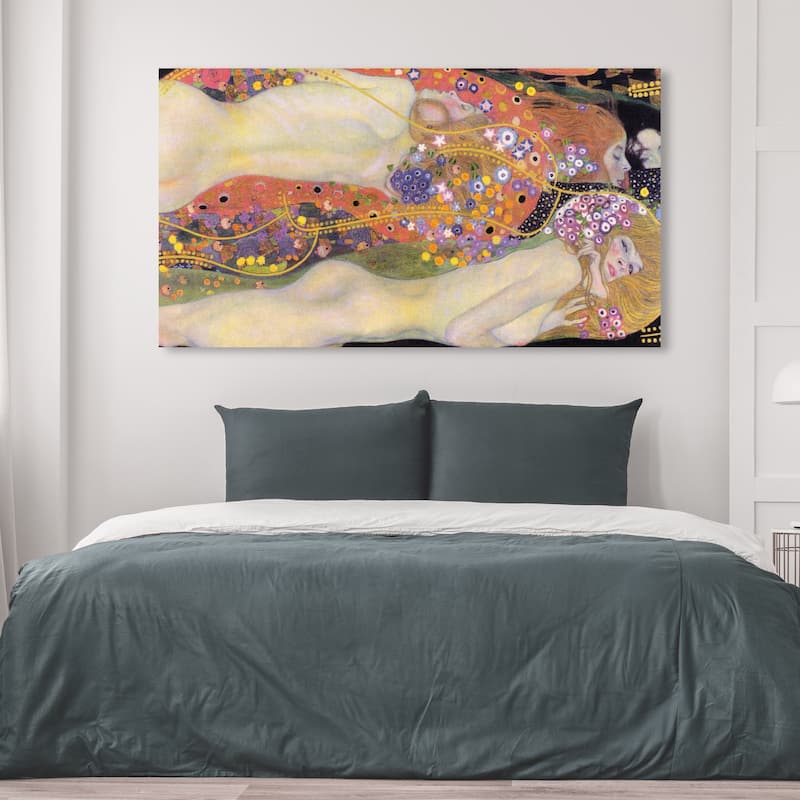Wynwood Studio Canvas People and Portraits Gustav Klimt - Water Serpents II Pink and Salmon Traditional Wall Art Canvas Print - 36 x 54