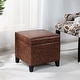 preview thumbnail 72 of 149, Adeco Square Storage Ottoman 17 inch Footstool Dark-Brown-Faux-Leather