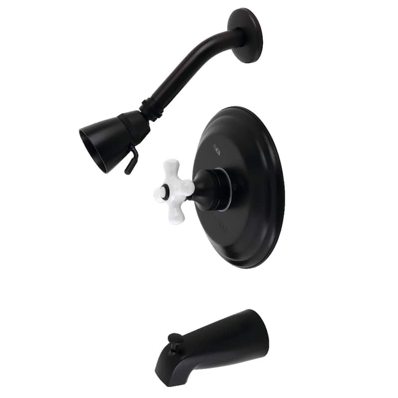 Kingston Brass Restoration Tub and Shower Trim Package with 1.8 GPM - Matte Black