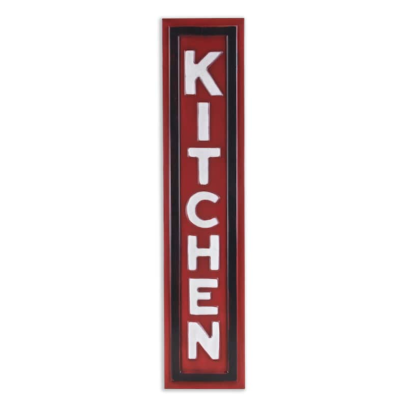 HomeRoots 37" X 8" Red and White Kitchen Metal Wall Decor