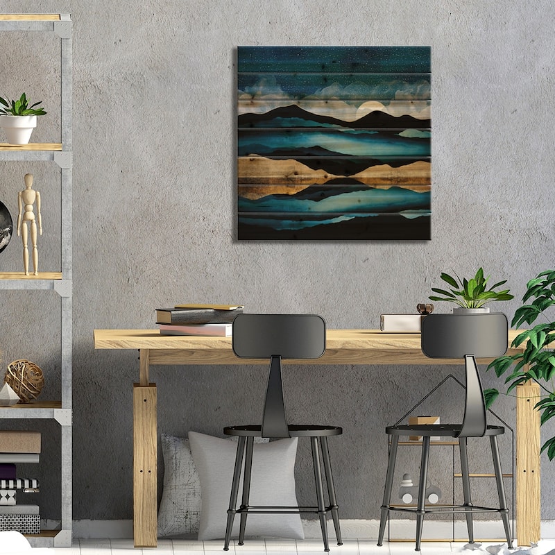 Midnight Mountain Print On Wood by SpaceFrog Designs - Multi-Color