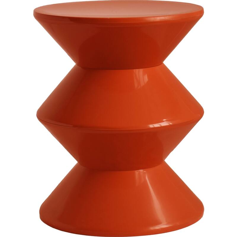 Round Side Table in ABS Plastic with Double-Hourglass Design End Table For Indoor and Outdoor - Brown