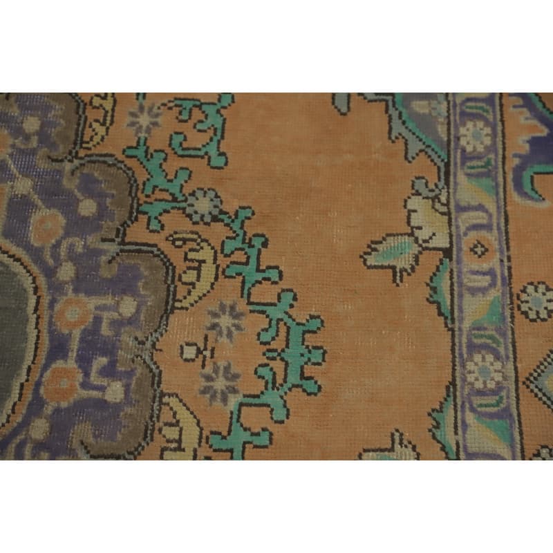 Hand Knotted Oriental 100% Wool Carpet Traditional Medallion Oranges & Rust Tabriz Area Rug - 9' 5'' X 6' 4''