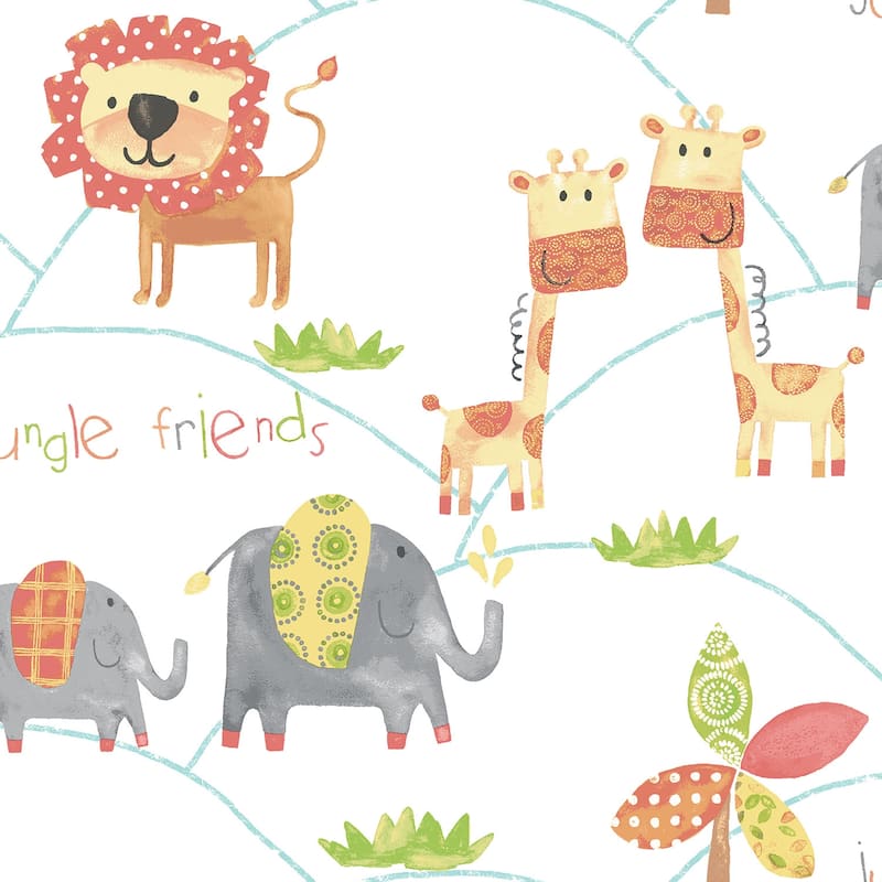 Galerie Wallcoverings Just 4 Kids 2 Jungle Friends Non-woven Matte Wallpaper Roll - 33 feet x 21 inches - Orange