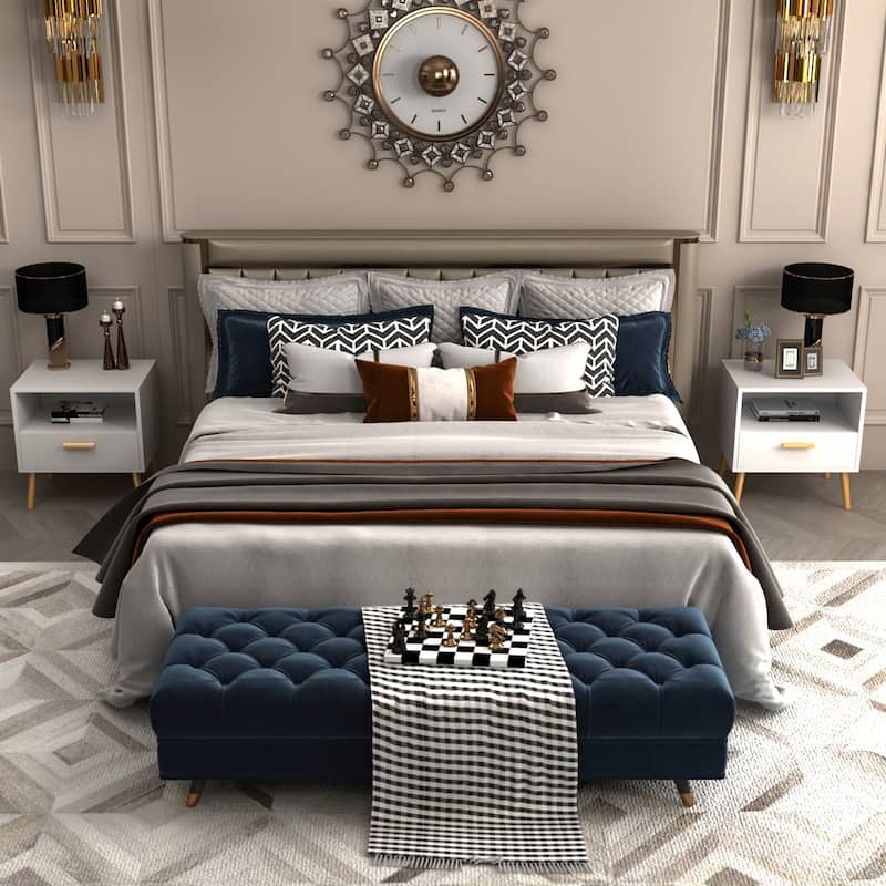 Timechee Modern 1-Drawer White Bedside Nightstand with Open Shelf