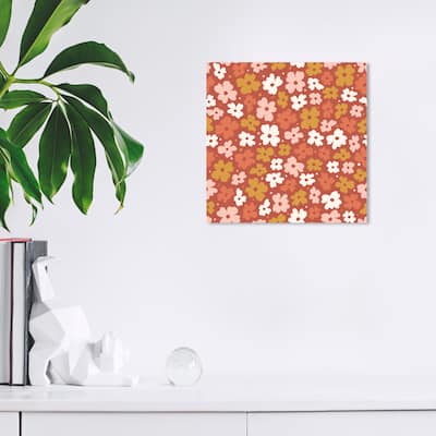 Wynwood Studio Canvas Floral and Botanical All Full of Flowers Brown and Pink Modern & Contemporary Wall Art Canvas Print
