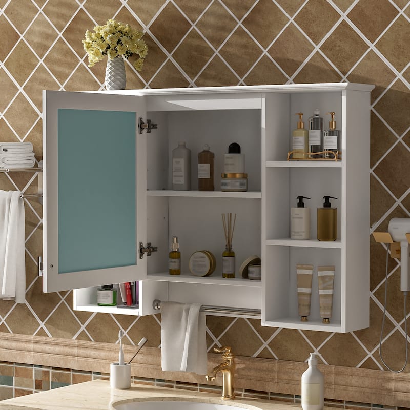 3-in-1 Bathroom Mirror Cabinet, 42 inch Wall Mounted Medicine Cabinet with Adjustable Shelf & Soft Close Door