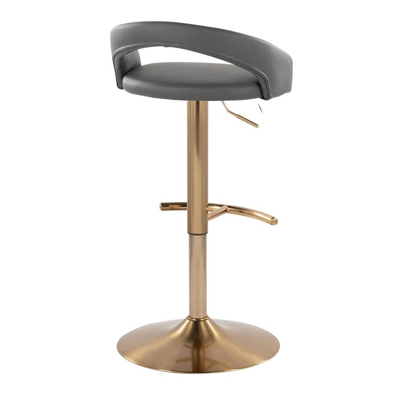 Grotto Upholstered Adjustable Barstool with Gold Base