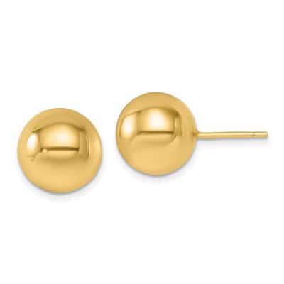 Curata 14k Yellow Gold 12mm Ball Post Earrings