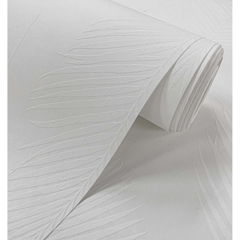 Seabrook Designs Off-White Palm Leaf Paintable Unpasted Wallpaper - 20.9 in. W x 33 ft. L
