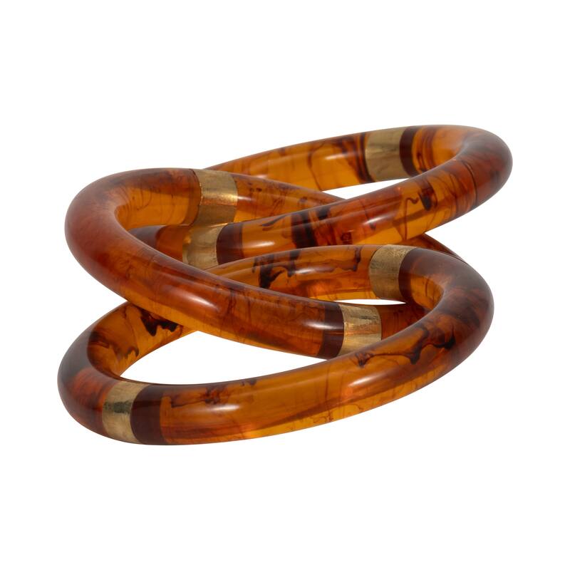 Sagebrook Home Resin 13" Round Tortoise Chain W Brass - 13" x 6" x 2"