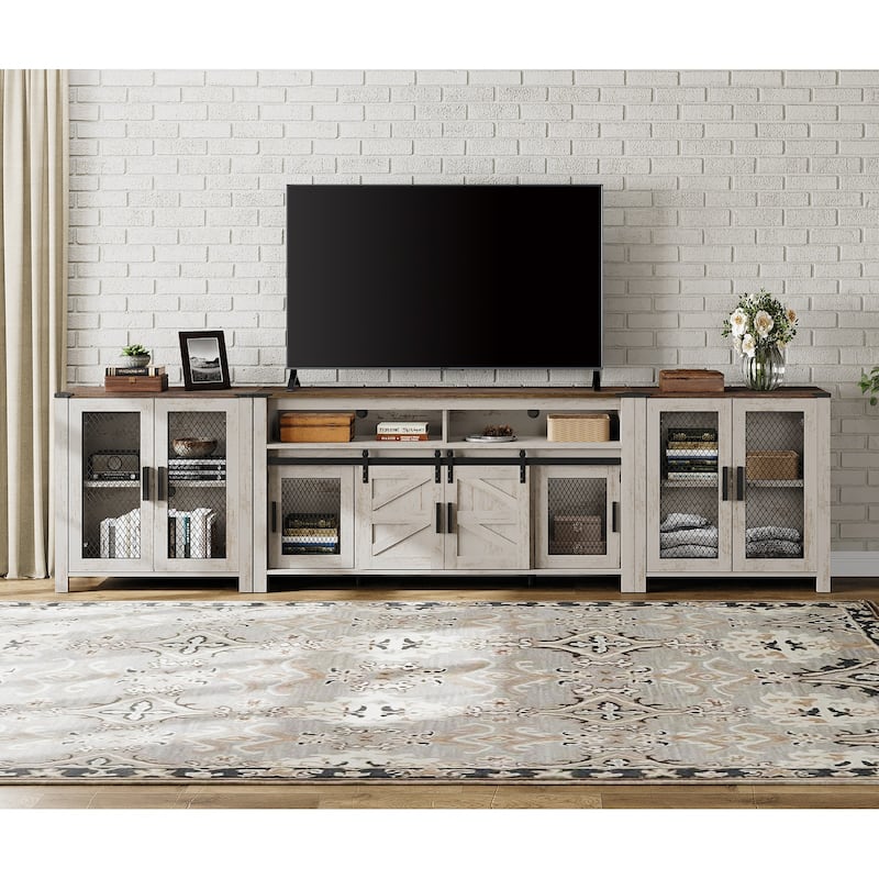 WAMPAT 2 in 1 TV Stand set for ups to 100 inch TV - 1 Pack - Oak
