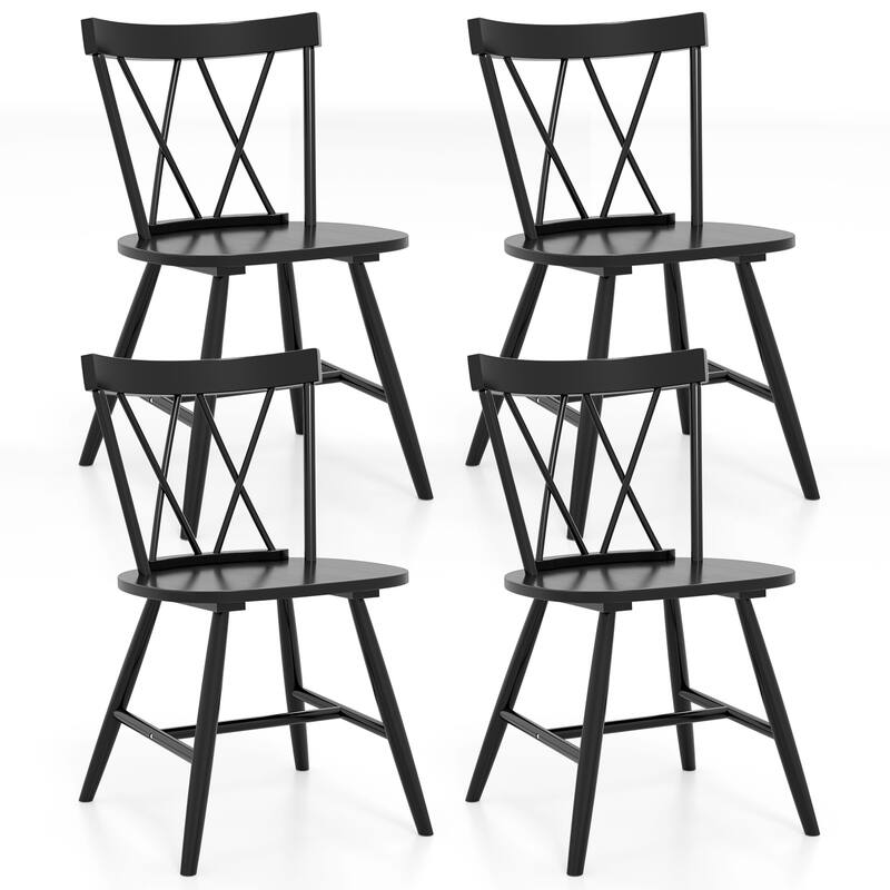 Costway Dining Chairs Set of 2/4 Farmhouse Kitchen Chair with Rubber - 4 PCS