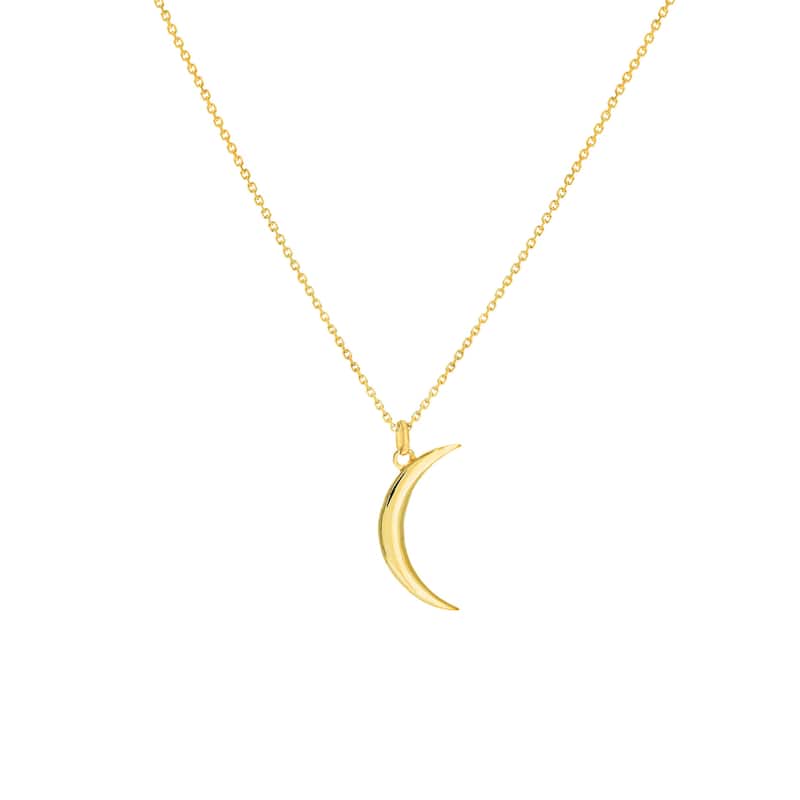 Marquee Jewels 14K Solid Yellow Gold Dainty Crescent Necklace