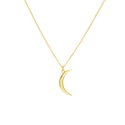 Marquee Jewels 14K Solid Yellow Gold Dainty Crescent Necklace