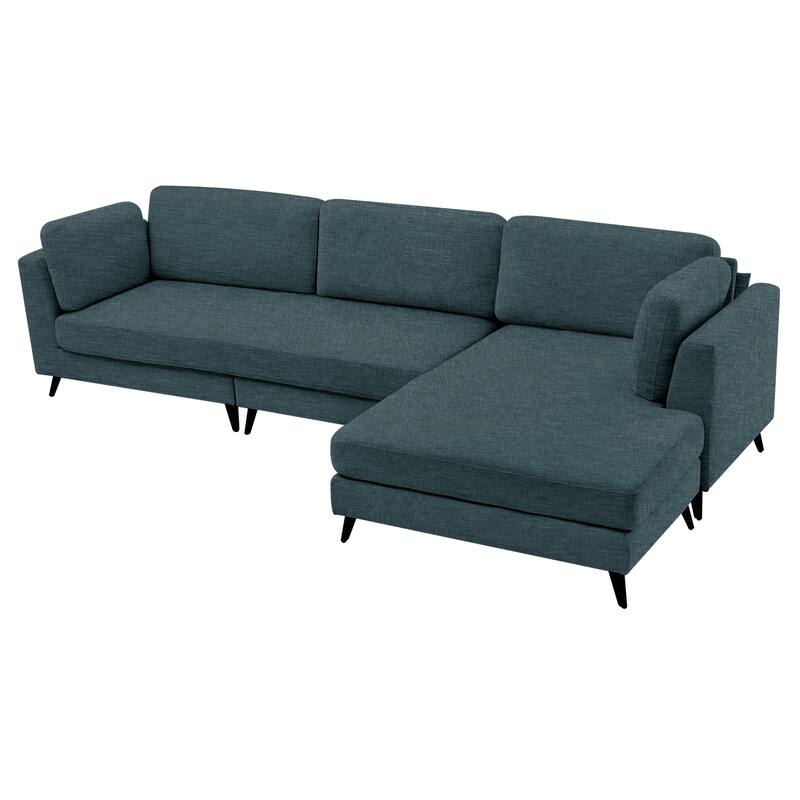 120" 3 Seater Chenille Upholstered Modular Sectional Sofa With Chaise Lounge