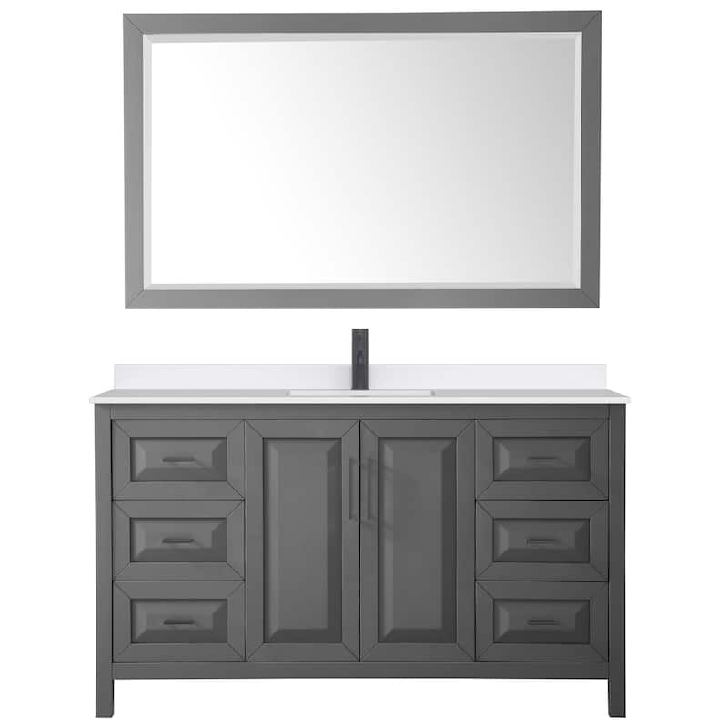Daria 60-inch Single Vanity, Single Hole Quartz Top, 58-inch Mirror